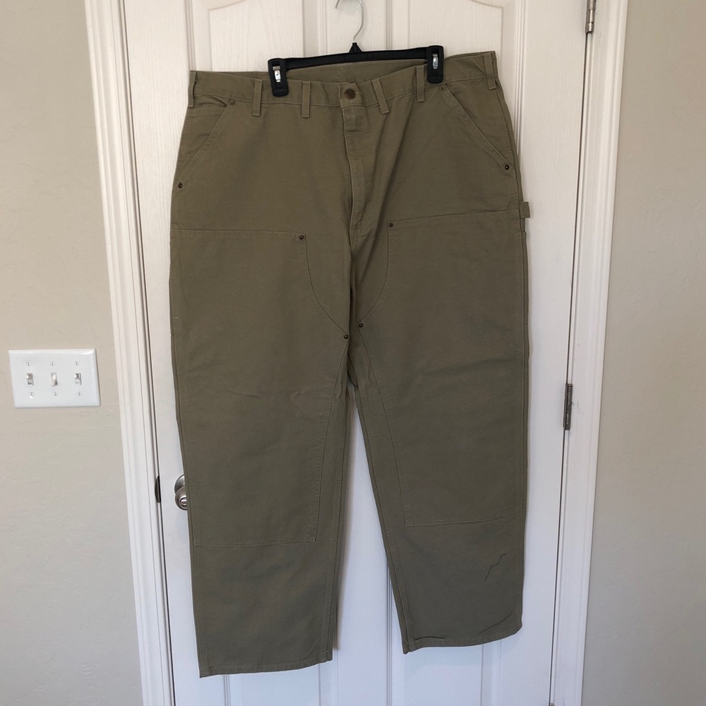 Men’s Carhartt tan double knee work pants 44x32